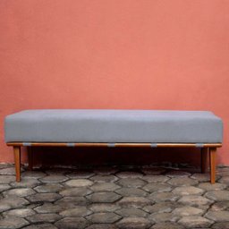 Banco Decorativo Recamier Lounge para Sala e Quarto em Linho - Cinza Claro - 4