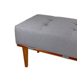 Banco Decorativo Recamier Lounge para Sala e Quarto em Linho - Cinza Claro - 6