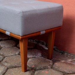 Banco Decorativo Recamier Lounge para Sala e Quarto em Linho - Cinza Claro - 2