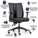 Ver imagem 3 de Kit 2 Cadeiras de Escritório Giratória Diretor Flow F02 Base Preta Sintético Preto - Lyam Decor