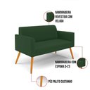 Ver imagem 3 de Sofá Namoradeira com 2 Poltronas Pés Palito Castanho Marisa Veludo Verde D03 - D'Rossi