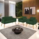 Ver imagem 7 de Sofá Namoradeira com 2 Poltronas Pés Palito Castanho Marisa Veludo Verde D03 - D'Rossi