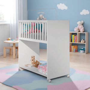 Mini Berço com Colchão Baby 2 em 1 Escrivaninha Infantil:branco