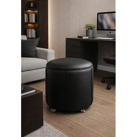 Puff Redondo Baú Não É Segredo Debrum Courvin Preto 40x45 Ns0614