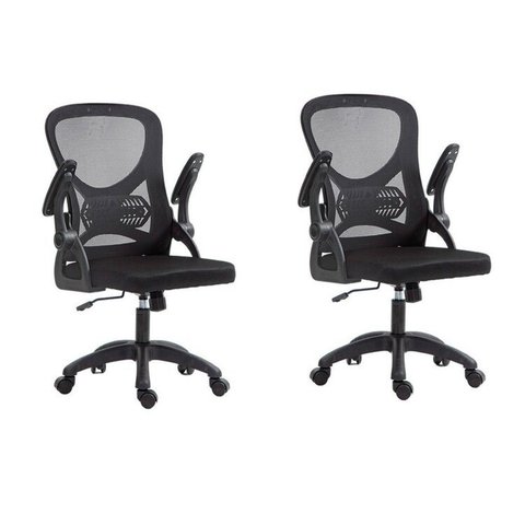 Kit com 2 Cadeira Escritório Diretor Office Columbus com Tela Mesh Preto Rivatti