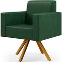 Ver imagem 3 de Kit 04 Poltronas Decorativa Base Giratória de Madeira Helô L02 Facto Verde Musgo - Lyam Decor