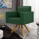 Ver imagem 2 de Kit 04 Poltronas Decorativa Base Giratória de Madeira Helô L02 Facto Verde Musgo - Lyam Decor