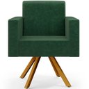 Ver imagem 6 de Kit 04 Poltronas Decorativa Base Giratória de Madeira Helô L02 Facto Verde Musgo - Lyam Decor