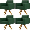 Ver imagem 1 de Kit 04 Poltronas Decorativa Base Giratória de Madeira Helô L02 Facto Verde Musgo - Lyam Decor
