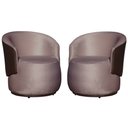 Ver imagem 1 de Kit 02 Poltronas Orgânica Decorativa Beatriz Veludo Rosê/pu Marrom - Montanaris Decor