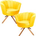 Ver imagem 1 de Kit Duas Poltronas Pétalas Giratórias Ferro e Madeira Amarelo