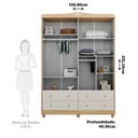 Ver imagem 3 de Guarda-Roupa de Bebê 4 Portas com Janela e 4 Gavetas 156cm 100% MDF Maya Provençal Yescasa Bege/Off White/Amêndoa