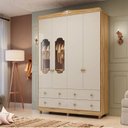 Ver imagem 1 de Guarda-Roupa de Bebê 4 Portas com Janela e 4 Gavetas 156cm 100% MDF Maya Provençal Yescasa Bege/Off White/Amêndoa
