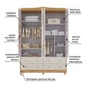Ver imagem 4 de Guarda-Roupa de Bebê 4 Portas com Janela e 4 Gavetas 156cm 100% MDF Maya Provençal Yescasa Bege/Off White/Amêndoa