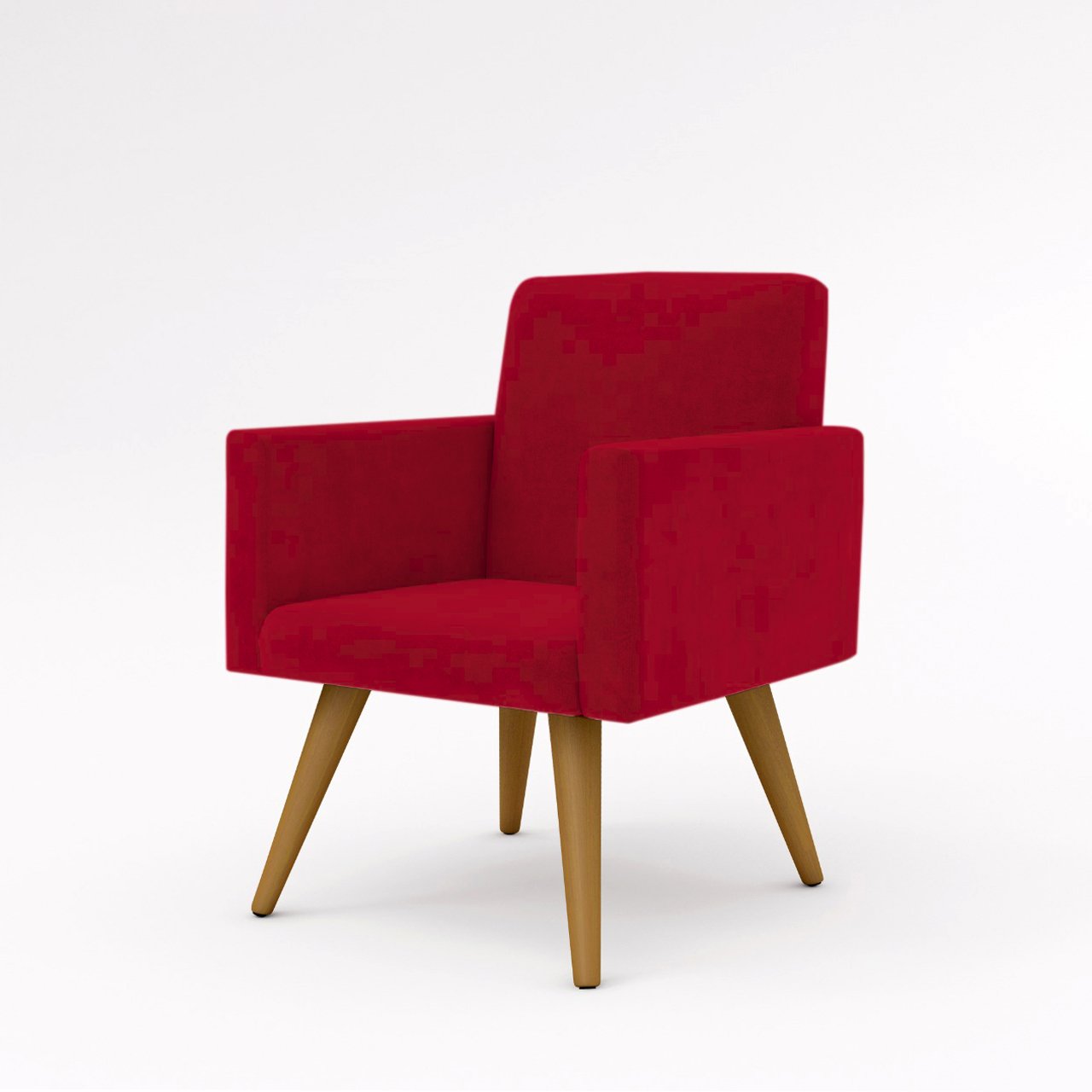 Cadeira Estofada Poltrona para Sala Quarto – Balaqui Decor Cor:Vermelha