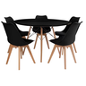 Conjunto Eiffel Wood Mesa 110cm Redonda com 05 Lugares Cadeira Leda Estofada Cozinha Sala Jantar - 9