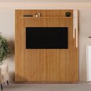 Ver imagem 6 de Conjunto Painel Lyon + Rack Atenas 220cm Naturalle com LED Mavaular Móveis