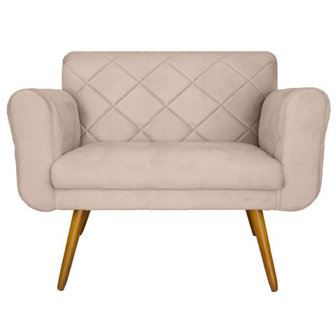 Namoradeira Decorativa Estofada Para Sala de Recepção Isabella Corano Bege - LM DECOR