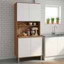 Ver imagem 1 de Armário de Cozinha Nina 4 Portas MDP 80cm Amêndoa e Branco Móveis Lopas