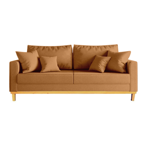 Sofá Beny 3 Lugares 180cm Base de Madeira Linho