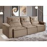 Sofá 5 Lugares Retrátil e Reclinável 280cm 2025 3 Módulos Tecido Veludo Cor Bege - 2