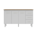 Ver imagem 1 de Kit Balcão Gabinete 138cm Carina Branco com Tampo 140cm Savana