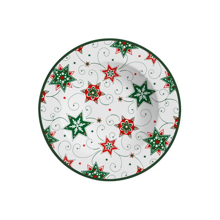 CONJUNTO COM 6 PRATOS FUNDO NATAL PRIMEIRA LINHA