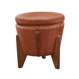 Puff Banqueta Fênix Baú Mesa Castellar Móbile Linho Terracota - 1 Puff Banqueta Fênix Baú Mesa Castellar Móbile Linho Terracota - 1