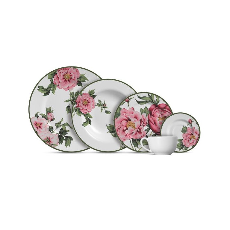 Aparelho de Jantar com 20 Peças Peony Rose Plus