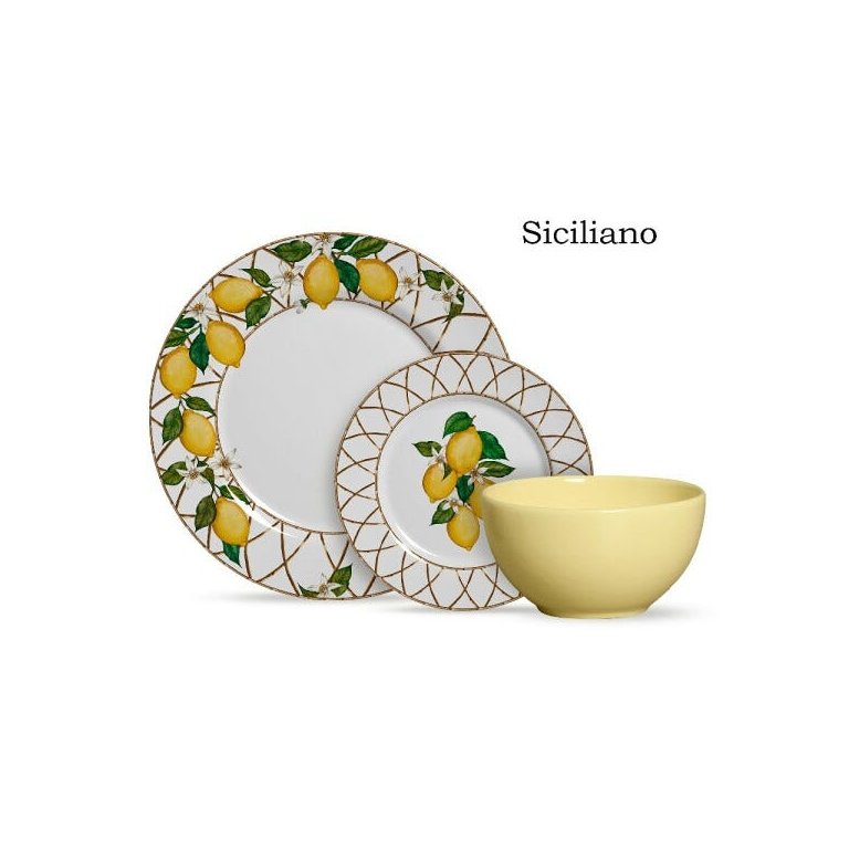 Aparelho de Jantar com 12 Peças Siciliano com Bowl Amarelo