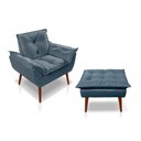 Ver imagem 1 de Kit C- 01 Poltrona Opala + 01 Puff Opala Elegante Suede Azul Turquesa