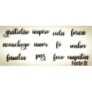 01 Aplique de Palavra: Gratidão, Família, Amor, Fé, Aconchego... Lettering Mdf