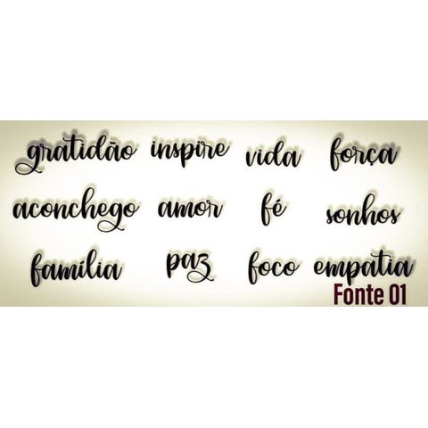 01 Aplique de Palavra: Gratidão, Família, Amor, Fé, Aconchego... Lettering Mdf