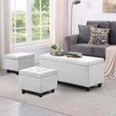 Ver imagem 1 de Kit Recamier Madri 1,60m + 2 Puff Suede Branco - Inova Decor Inova Decorações Kit Madri
