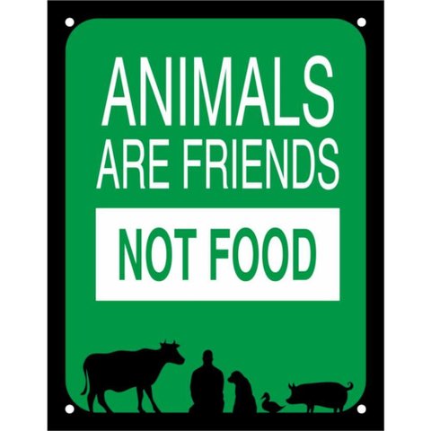 Placa Decorativa Ps 18x23cm Animals Are Friends, Not Food - Dec20 - Sinalize Placa Ps 18x23 Anim.are