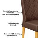 Ver imagem 5 de Kit 2 Cadeiras de Jantar Estofadas Lidia Veludo Moca Cedro Dj Moveis