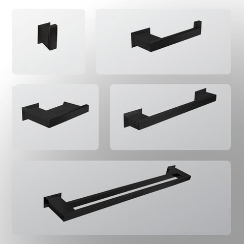 Kit Banheiro 5 Peças Inox Preto Fosco - Kromus Kitrt5ab