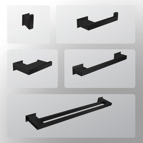 Kit Banheiro 5 Peças Inox Preto Fosco - Kromus KITRT5AB