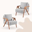 Ver imagem 2 de Poltrona Mona Luxo Madeira Maciça Tecido Linho:linho Cinza