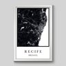 Quadro Mapa Recife - 45x30cm - Moldura Padrão Branco - 1