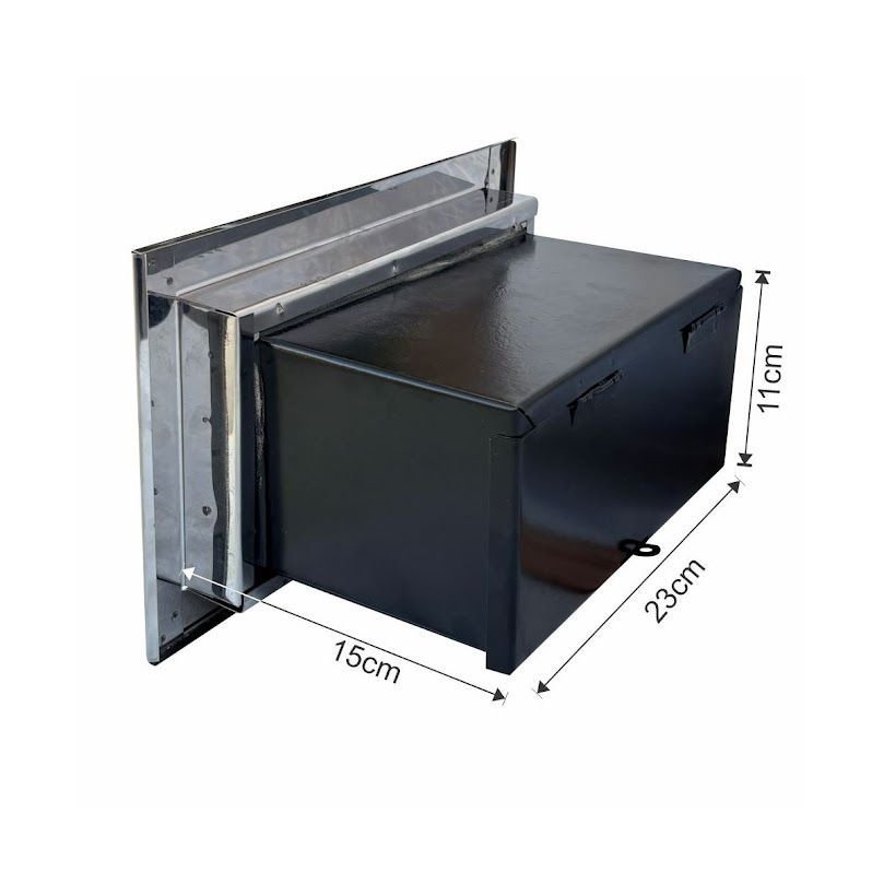 Ver imagem 3 de Caixa de Correio Cartas Muro Detras Inox Preta 15x23x30cm