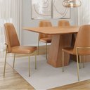 Ver imagem 2 de Kit 03 Cadeiras Decorativa Estofada para Sala de Jantar Dourada Bella L02 Couríssimo Whisky - Lyam D