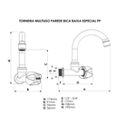Ver imagem 4 de Torneira Multiuso Modelo de Parede Bica Baixa Especial Pp 1/2'' e 3/4'' Cor Cromado Durín