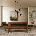 Ver imagem 1 de Mesa de Jantar 180cm 1555ne com 2 Cadeiras 1557ne e 2 Bancos 1556ne Nature Rústico Escuro Finestra
