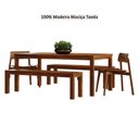 Ver imagem 4 de Mesa de Jantar 180cm 1555ne com 2 Cadeiras 1557ne e 2 Bancos 1556ne Nature Rústico Escuro Finestra