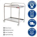 Ver imagem 2 de Carrinho para Transporte Imeca em Aço Inox 430 C/ 2 Bandejas 52x80 e Rodízios Giratórios 6544