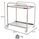 Ver imagem 3 de Carrinho para Transporte Imeca em Aço Inox 430 C/ 2 Bandejas 52x80 e Rodízios Giratórios 6544