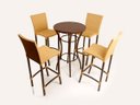 Ver imagem 1 de Conjunto de 4 Banquetas Cannes e Bistrô com Tampo Ripado em Alumínio para Edícula, Cozinha, Sal - Az