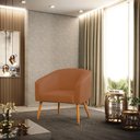 Ver imagem 1 de Poltrona Sala Decorativa Stella Pé Palito Castanho Sintético Pu Whisky D03 - D’Rossi