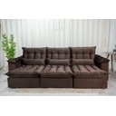 Ver imagem 3 de Sofá Retrátil e Reclinável Ipanema 2,10m em Tecido Veludo C/ 03 Módulos - Montagem Inclusa